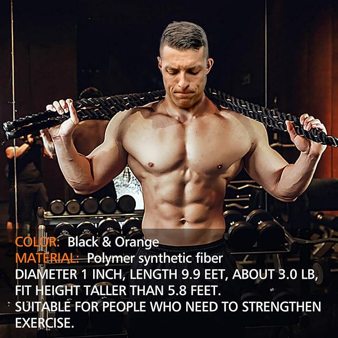 Heavy Jump Ropes for Fitness 2LB/3LB/5LB,Weighted Adult Skipping Rope Exercise Battle Ropes for Men & Women,Total Body Workouts, Power Training in Gym to Improve Strength and Building Muscle