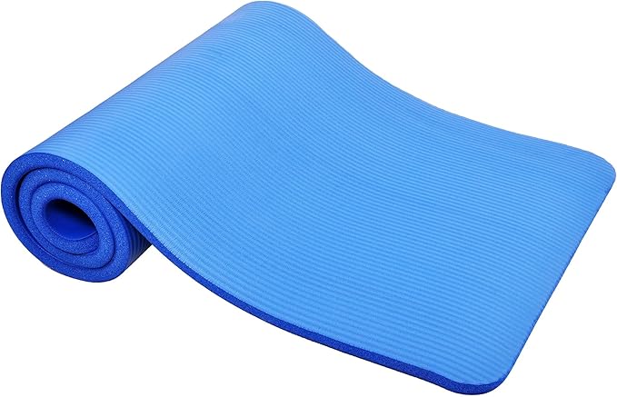 Signature Fitness 71x24 Inches Extra Thick Yoga Mat 1-Inch High-Density Foam – Roll-Up Exercise Pad with Double-Sided Non-Slip Surface and Carrying Strap for Pilates and Home Workouts, Multiple Colors