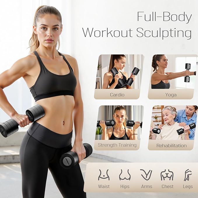 EAST MOUNT Adjustable Dumbbells 5 lb Dumbbells Set of 2 / Pair 10 lb Total Free Weights 6 in 1 Women Hand Weights for Home,Office,Gym Exercise Training 2lb 3lb 4lb 5lb Fast Adjust