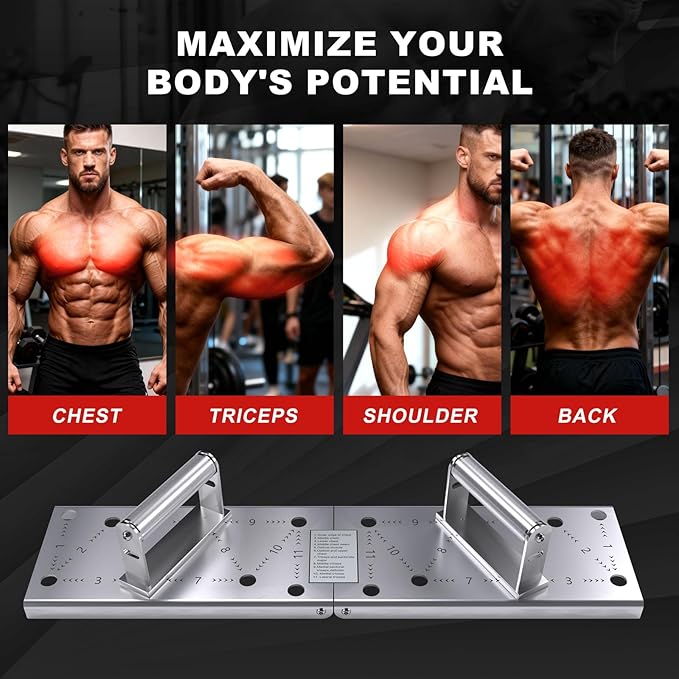 Push Up Bar - Heavy-Duty Stainless Steel Pushup Stands with Non-Slip Base, 500LB Capacity, Portable Home Gym Equipment for Strength Training & Floor Workouts