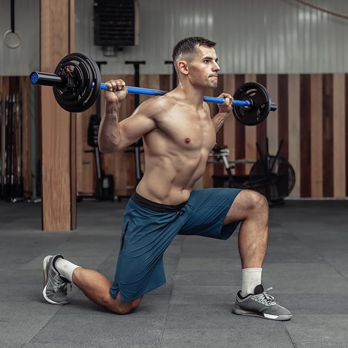 RitFit Barbell Weight Set - 4/6FT Olympic Barbell with Weight Plates (55-115LB Total) - Weightlifting Equipment for Squats, Curls, Deadlifts, Presses, Hip Thrusts