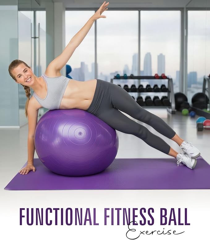 ROMIX Exercise Ball, Anti-Burst Extra Thick Birthing Pregnancy Ball with Pump, Fitness Swiss Yoga Balls 22in/26in/30in (55cm 65cm 75cm) Exercise Balls Physical Therapy for Pilates Home Gym