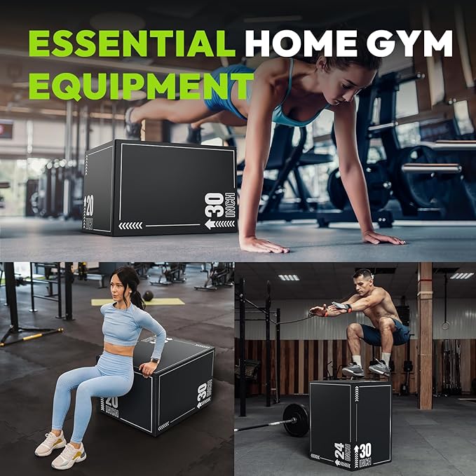 HANDBODE 3-in-1 Plyo Box – Plyometric Jump Box with Durable High-Density Foam Core and Non-Slip Surface for Box Jumps, Squats, and Home Gym Workouts