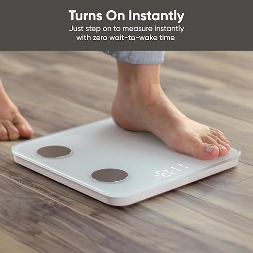 Wyze Scale S, Scale for Body Weight, Digital Bathroom Scale for Body Fat, BMI, Muscle, Heart Rate, Body Composition Analyzer with App, Batteries Included, Bluetooth, 400 lb, White
