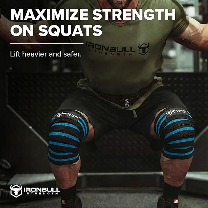 Knee Wraps for Weightlifting - 80" Elastic Knee Straps for Squats and Weight Lifting - Lifting Knee Wraps for Strength & Compression Wrap - Knee Support for Squatting, Powerlifting, Gym