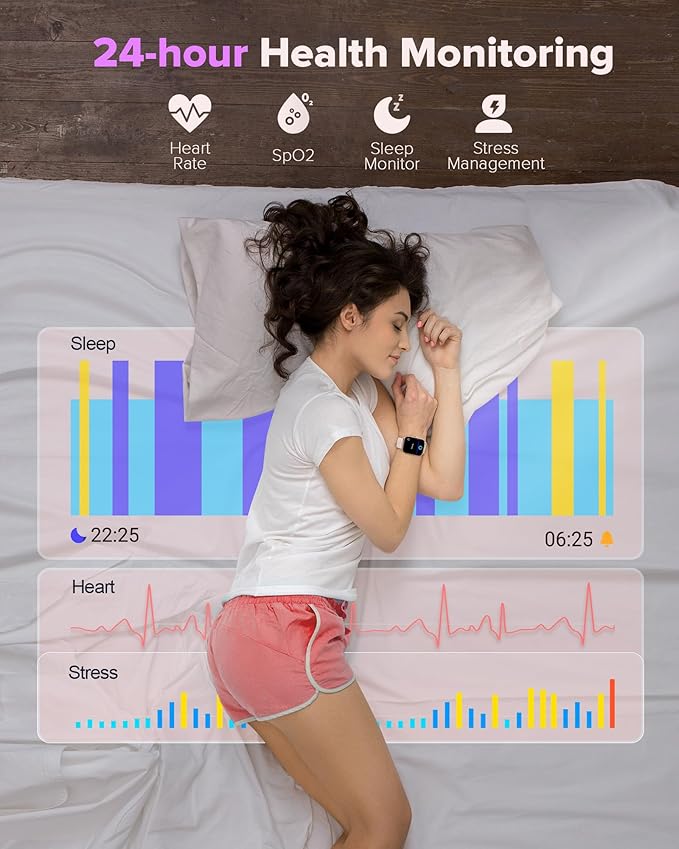 Quican Smart Watches for Women, 1.8 Inches Fitness Tracker with Alexa Built-in & Bluetooth Calling, Compatible with Android iPhone, Waterproof, Heart Rate Sleep Monitor, Includes 2 Bands - Light Pink