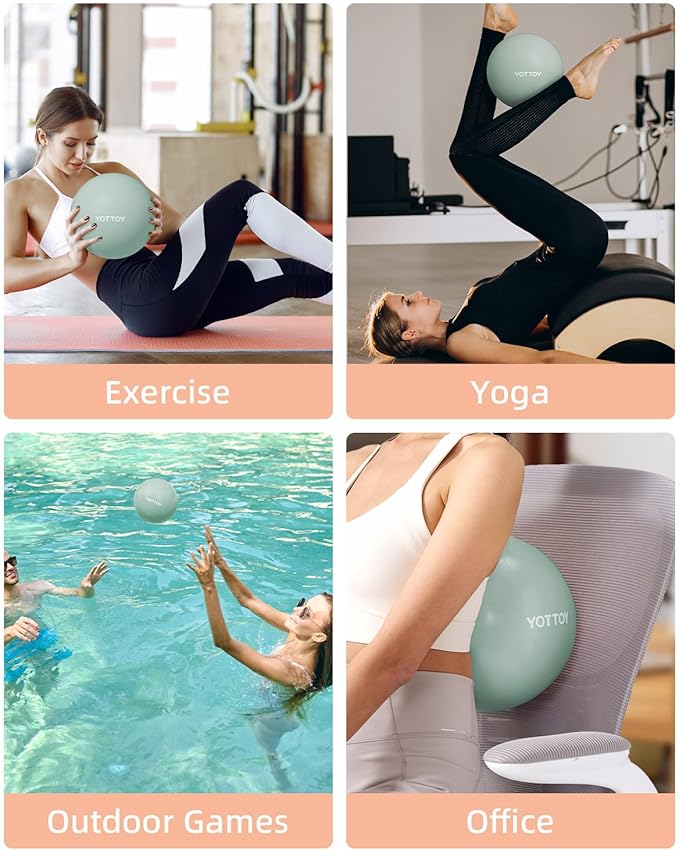 YOTTOY Small Exercise Ball,9-inch Pilates Ball with Anti-Burst Technology for Stability, Ideal for Yoga, Pilates, Physical Therapy & Home Workouts