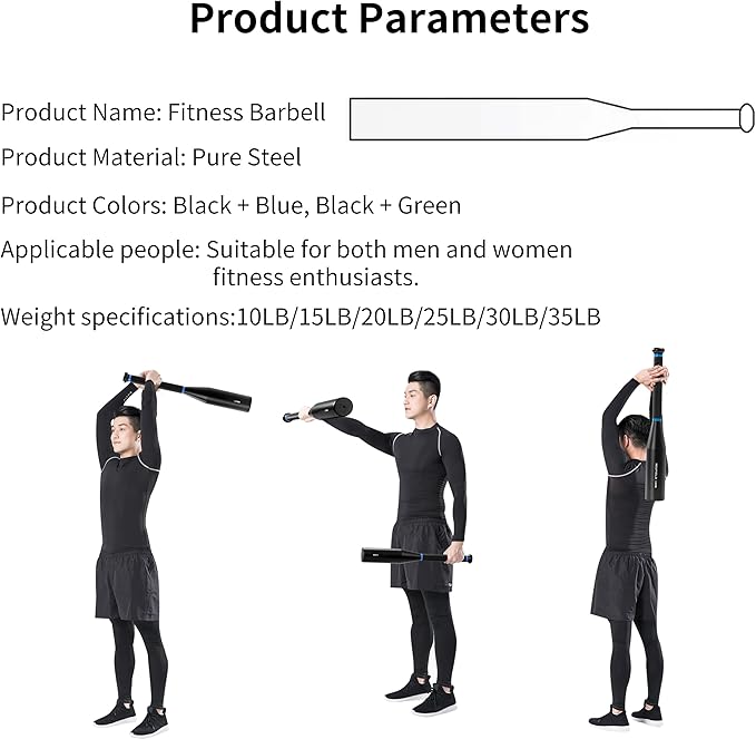 Adjustable Macebell & Pure Steel Barbell Set (6.5‑35 lbs) – 6‑in‑1 Indian Clubs & Barbell Kit for Full Body, Grip, Shoulder Training – Home Gym Strength Equipment with Anti‑Slip Grips