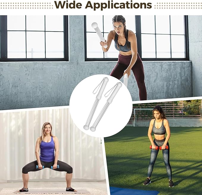 2 Pcs Ropeless Battle Ropes, 16.9 in Weighted Cordless Training Rope, Workout Ropes for Home Gym, Metal Frame with Anti-Slip Handle, Elastic Spring, Full Body Training