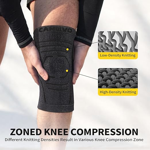 CAMBIVO Knee Brace for Women and Men with Side Stabilizer 2 Pack, Lightweight Knee Compression Sleeves for Knee Pain Relief, Knee Sleeves for Running, Workout and Daily Activities (Black, Small)