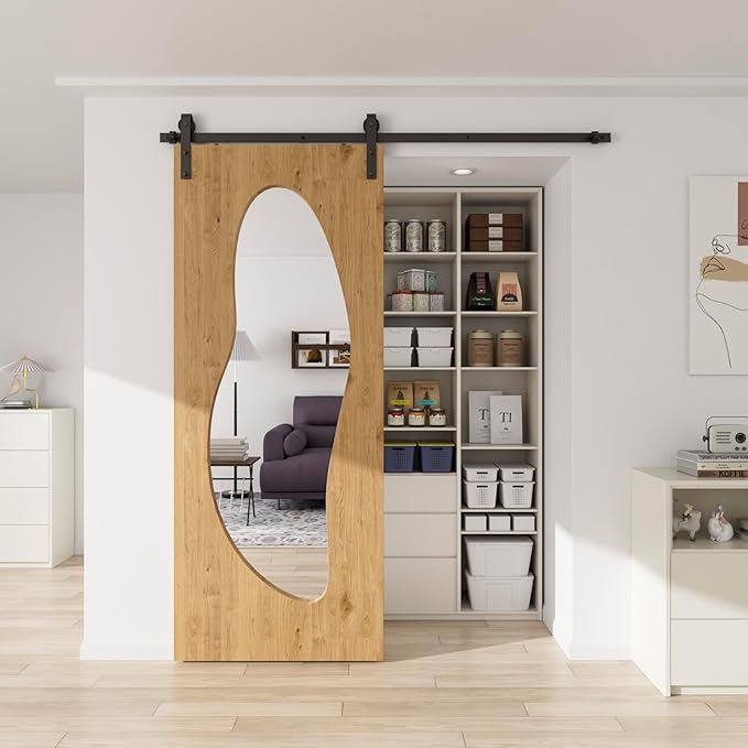 CCJH 5FT Sliding Barn Door Hardware Kit Heavy Duty for Max 31'' Wide Single Wooden Door