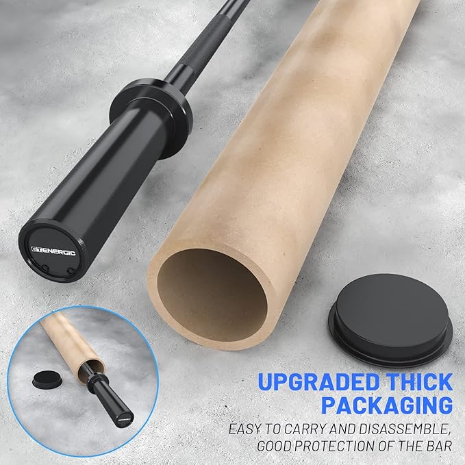 4ft Olympic Barbell - Heavy Duty Chrome Steel Weightlifting Bar for 2-Inch Plates, 500LBS Capacity Bar with Knurled Grip & Ball Bearings - Compact Strength Training Barbell for Men & Women Home Gym Workout