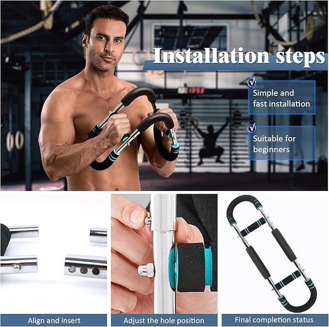 Wister Arm Trainer for Upper Body Workout – 90-160lb Adjustable Resistance Strength Training Bar for Chest, Biceps, Shoulders & Forearms | Home Gym Equipment for Men