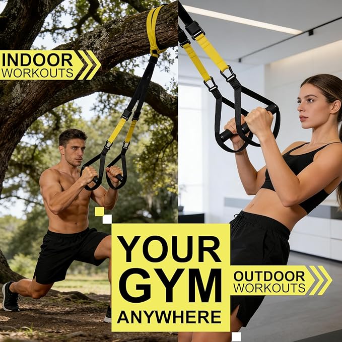 Home Resistance Training Kit, Resistance Trainer Exercise Straps with Handles Portable Home Gym System for Full Body Workout, Strength Training & HIIT