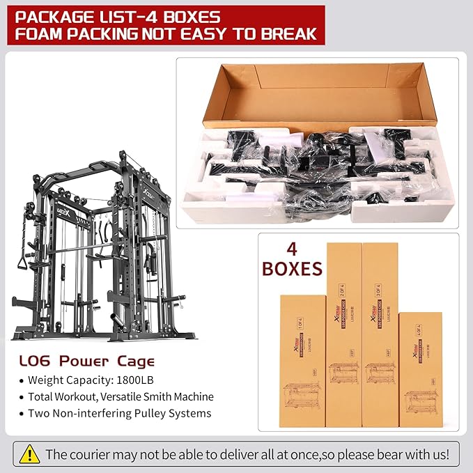 Multi-Purpose Squat Rack,Smith Machine Weight Rack Set with Cable Crossover System, Home Gym Power Racks, Power Racks and Packages