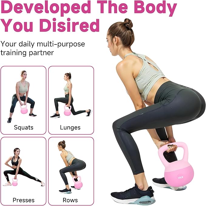 Leikefitness Soft Kettlebells,Sand Filled Weights for Women and Men,Color Coded Anti Slip Soft Kettlebells,Home workout