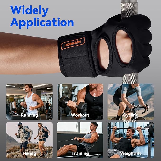 Workout Gloves for Men and Women, Gym Weight Lifting Padded Gloves with Wrist Wrap Support, Full Palm Protection & Extra Grips, for Weightlifting, Exercise, Cross Training, Fitness, Pull-Up