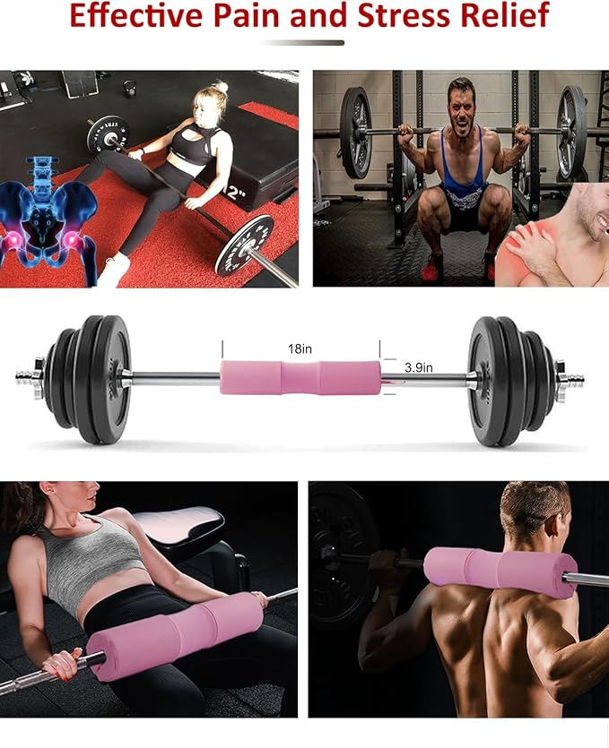 Barbell Squat Pad Set- Nylon Padding AntiSlip- Thick Foam Barbell Pad for Squats Cushion,Lunges&Bar Padding for Hip Thrusts -Standard Olympic Weight Bar Pad (Wrist Straps Weightlifting-Ankle Straps)