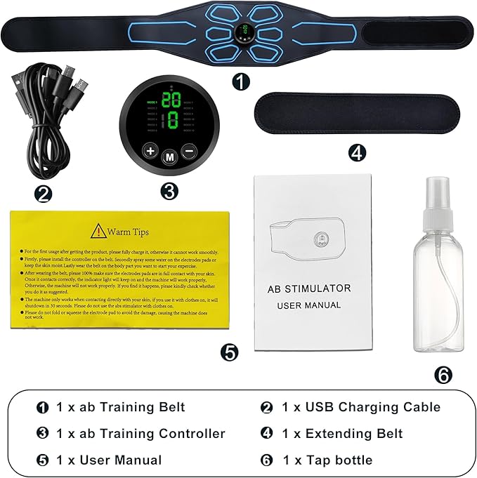 FDA Cleared - MHD TENS Muscle Stimulator Electronic Abs Muscle Toner Ab Machine Trainer for Abdomen Easy Abs Muscle Stimulation and Activation, Home Gym Use Black1