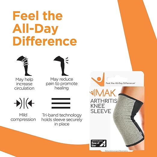 IMAK Brownmed Compression Arthritis Knee Sleeve - Knee Support Brace for Joint Pain, Circulation & Swelling Relief - X-Small