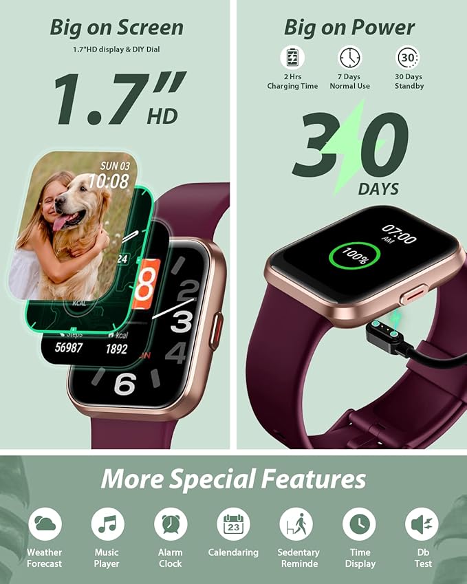 Tensky Smart Watch for Men Women(Call Receive/Dial), Alexa Built-in, 1.7" Touch Screen Fitness Tracker with Heart Rate Sleep Tracking, 60 Sports Modes, 5ATM Waterproof Smartwatch for Android iPhone