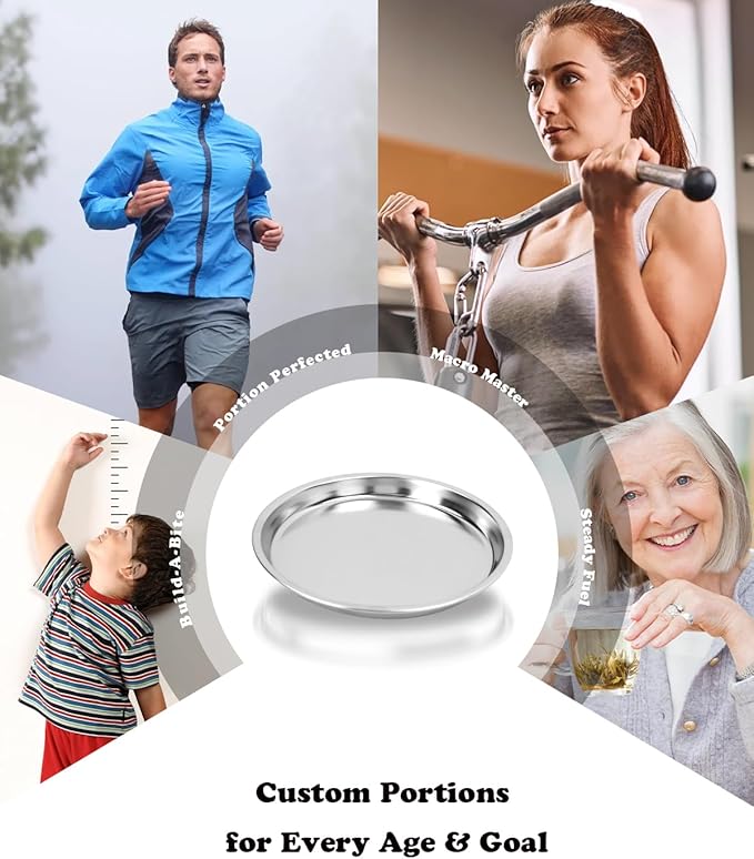 Stainless Steel Kids Plates 4 Packs, 8" Non Divided Toddlers Portion Control Plate, Non Toxic & BPA Free |Unbreakable |Dishwasher Safe Baby Snack Dish for Daycare, Restaurant Outings & Travel