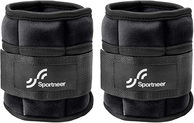 Sportneer Adjustable Ankle Weights Set - 1 Pair (2-10 lbs) Removable Sandbags for Women & Men, Comfortable Neoprene Leg Weights for Walking, Running, Pilates, Yoga, Home Workout & Physical Therapy