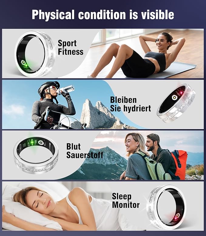 10 Gen Diamond Smart Ring and Wireless Charging Case【Industry Ranking No.1 – 0 Measurement Error】 2026 Smart Ring for Women & Men for Sleep Tracking Wearable Device,Fitness Ring【Slive 10#】