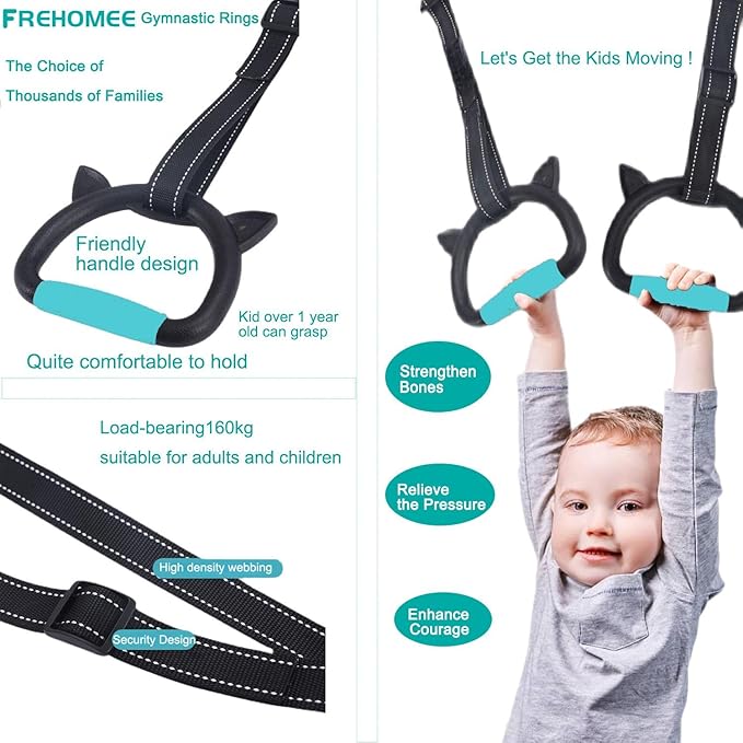 New Professional Gymnastic Rings,Both for Adults and Kids,Support 550 LBS,Home Fitness Equipment,Indoor and Outdoor Pull-up Bar for Stretching and Height Increase,with Adjustable Straps
