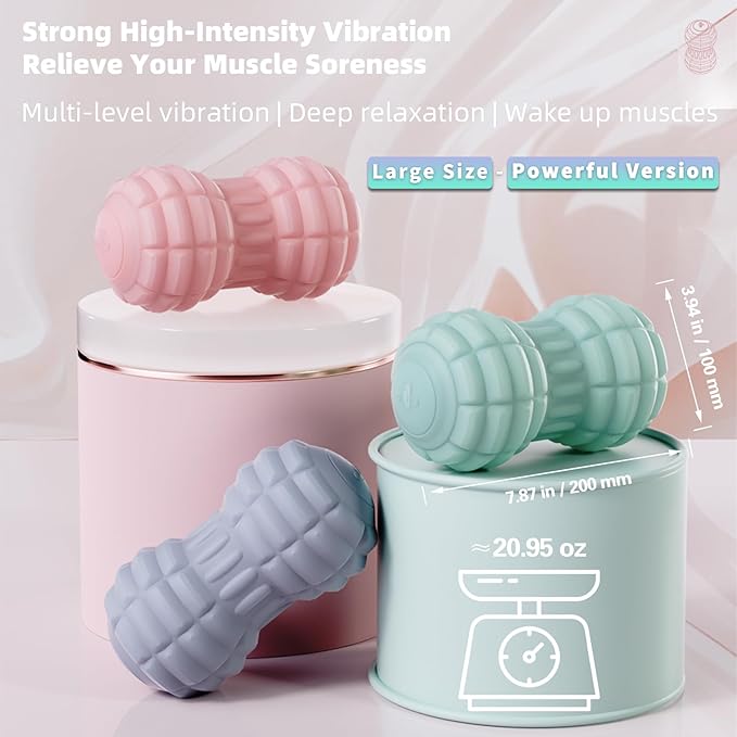 Vibrating Peanut Massage Ball for Back, Neck, Leg, Foot and Body, Portable Deep Tissue Muscle Roller for Trigger Point Massage, Myofascial Release and Psoas Release Tool