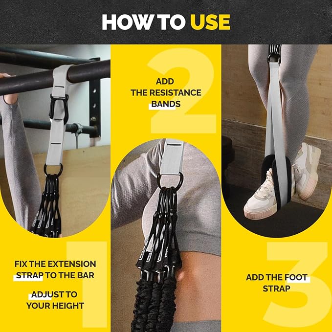 Pull Up Assistance Bands - 4 Heavy Duty Pull Up Bands with Adjustable Strap and Foot Rest - Stackable Pull Up Assist Band Set for Pull Up Bar - Resistance Bands for Pull Ups Chin Ups Strength Training
