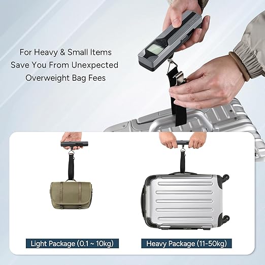 travel inspira Luggage Scale Battery-Free, Travel Essentials, Portable Handheld Suitcase Weight Scale for for Travel Accessories, 110lbs/50kg