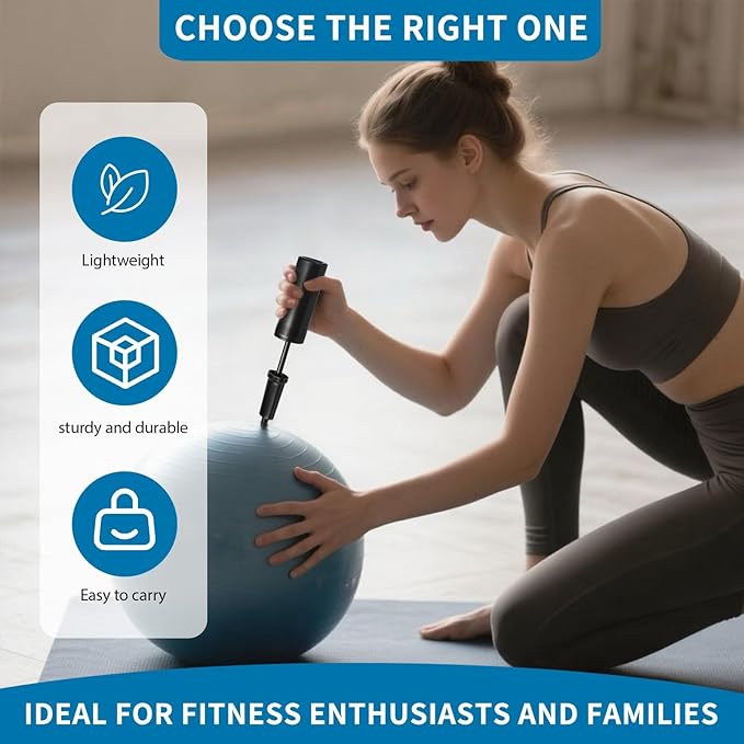 Exercise Ball Pump Compatible with Bosu Balance Trainer, Hand Air Pump for Exercise Ball, Portable Hand Pump for Inflatables, for Fitness and Yoga Balls Inflator