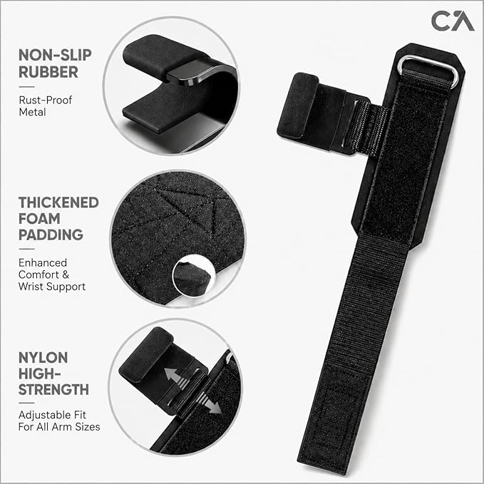 Weight Lifting Hooks (Pair) for Deadlifts, Pull Ups, Rows & Shrugs – Heavy Duty Steel Gym Hooks with 8mm Neoprene Padded Wrist Straps, Secure Hand Grips for Weightlifting, Powerlifting & Strength Training