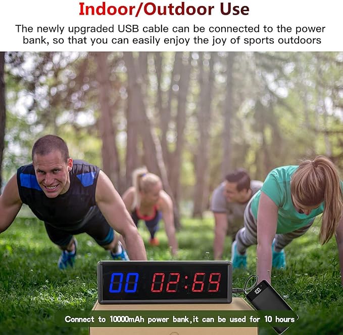 Gym Timer 1.5" LED Interval Timer Workout Timer Clock Stopwatch Timer Count Down/Up with Remote, Home Gym Garage Fitness with Buzzer,Digital Interval Training Timer for Classroom and Outdoor
