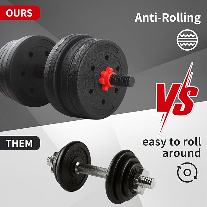 Adjustable Dumbbell Set, 40lbs Free Weights with Connector, Convertible Dumbbell Barbell Push-up Stand Set, 3 in 1 Home Gym Fitness Weight Set for Men/Women