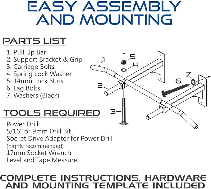 Wall Mount Pull Up Bar with Extra Clearance, Fits 16" Studs by Ultimate Body Press