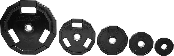 CAP Barbell 12-Sided Rubber Olympic Grip Weight Plates, Black | Multiple Sizes