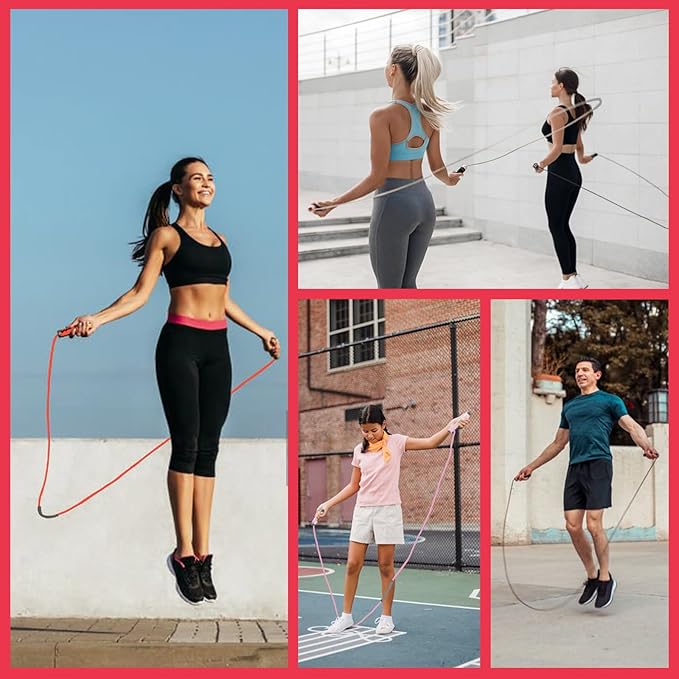 Weighted Jump Rope Nylon Adjustable - Tangle-Free Jump Rope for Women, Men, Kids, and Adults with Foam Handle, Rapid Speed with Ball Bearings, 360° Rotation Jumprope for Exercise, Fitness and Training
