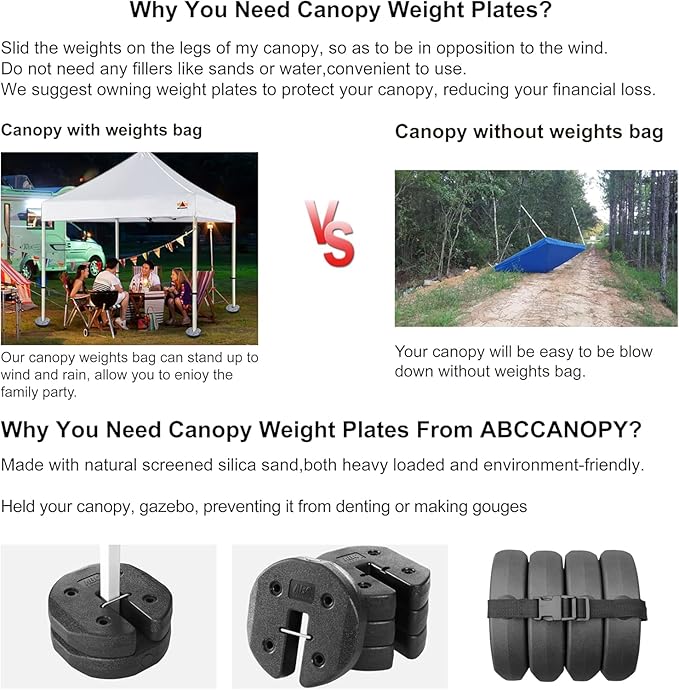 ABCCANOPY 40LBS Easy Canopy Weights Set of 4 with Lock Design for Wind Resistance, No Sliding, Stably Secure Tents, Canopies, and Umbrellas at Outdoor Events
