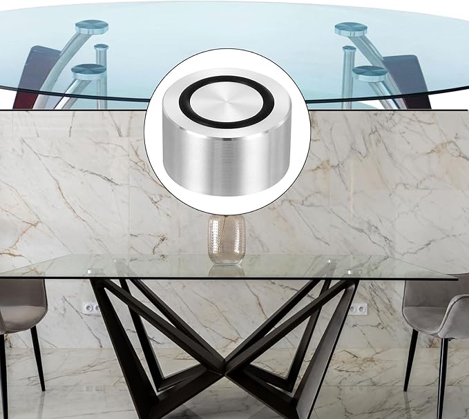 uxcell M8 Thread 35mm / 1.4" Dia 20mm Thick Aluminum Circle Disc Glass Top Adapter 4pcs Round Solid Table Feet Pad Plate Hardware with Anti-Slip Rubber Ring