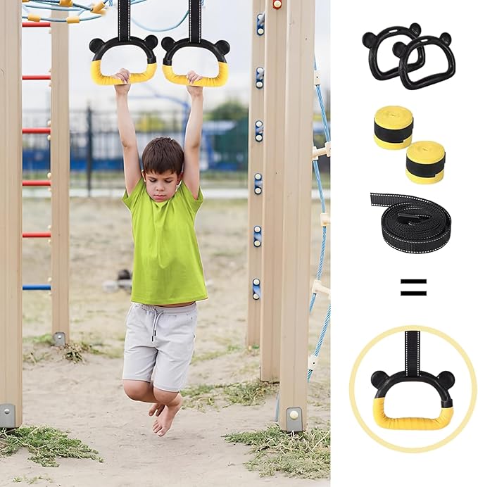 Kids Gymnastics Rings, Children's Home Gym Equipment, Children's Adjustable Strap Strength Training Rings, Pulling Rings for Physical Training