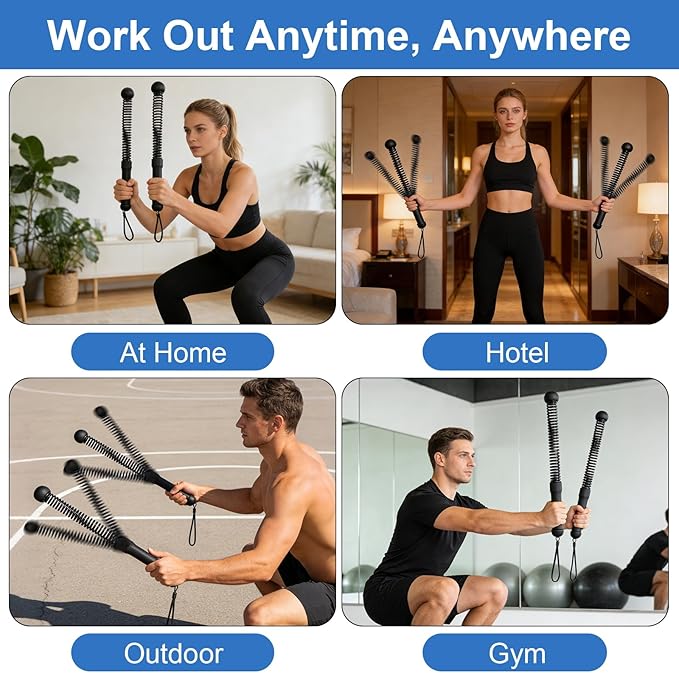 Ropeless Battle Ropes 2 Pcs Battle Rope Sticks Cordless Battle Ropes Ropeless Jump Rope Battle Rope Sticks for Home or Gym Style-B