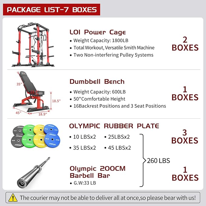 Multi-Purpose Squat Rack,Smith Machine Weight Rack Set with Cable Crossover System, Home Gym Power Racks, Power Racks and Packages