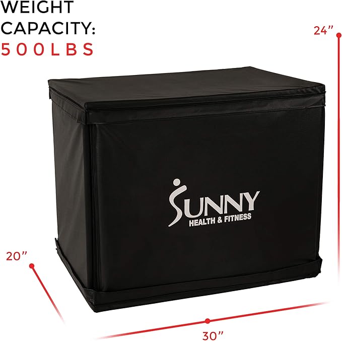 Sunny Health & Fitness Foam Plyo Box with Adjustable Heights and High Weight Capacity
