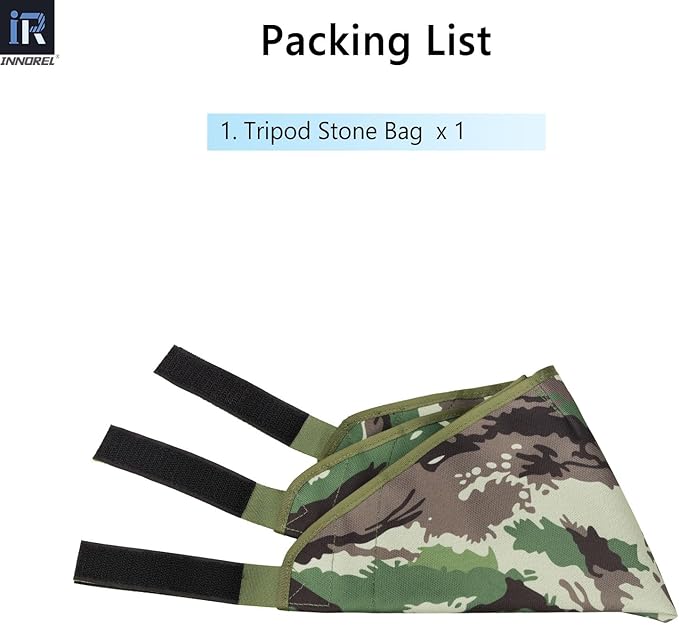 INNOREL TSB-40L Weight Bag Tripod Stone Waterproof Sand Bag for Universal Lightweight Travel Tripod Professional Camera Equipment Storage,Astrophotography Paintings,Load 33lb/15kg(Green Camouflage)