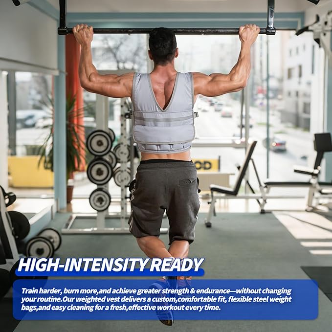 Adjustable Washable Weighted Vest for Women Men, Flexible Cushioning & 4-Layer Breathable Fabric, V-Neck for Walking, Running & Strength Training