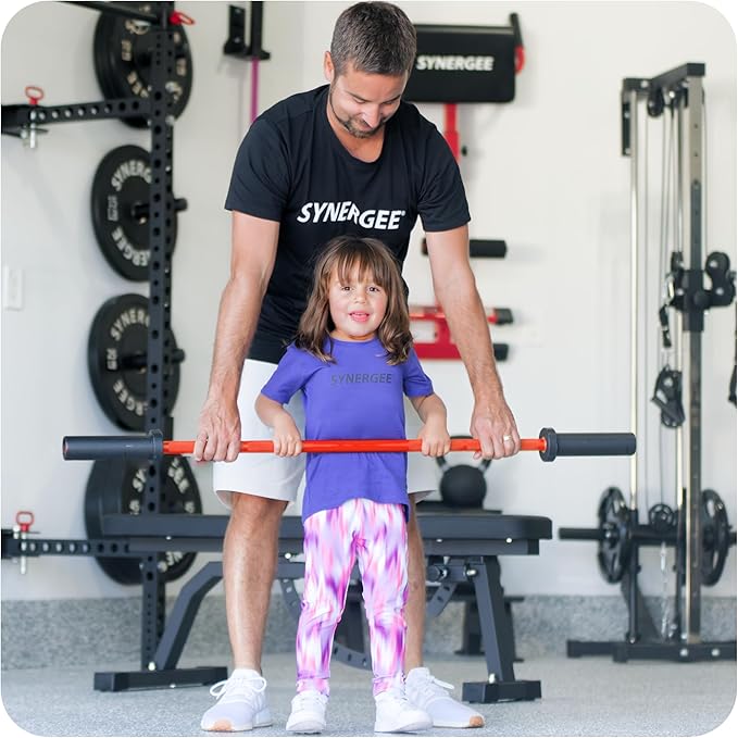 Synergee Kids 5lb Barbell Child’s Weightlifting Bar with 2" Sleeves. Beginner Training Bar for Boys & Girls. Youth Fitness & Strength Training – Available in Orange, Blue, or Pink.