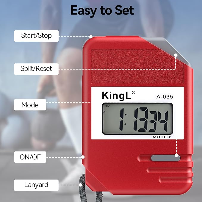 2 Pack Digital Stopwatch Timer with Large Display,Lap Split Mode, Waterproof Handheld Timer for Coaches, Teachers, Kids, Running, Swimming, Training(Red-2 Pack)