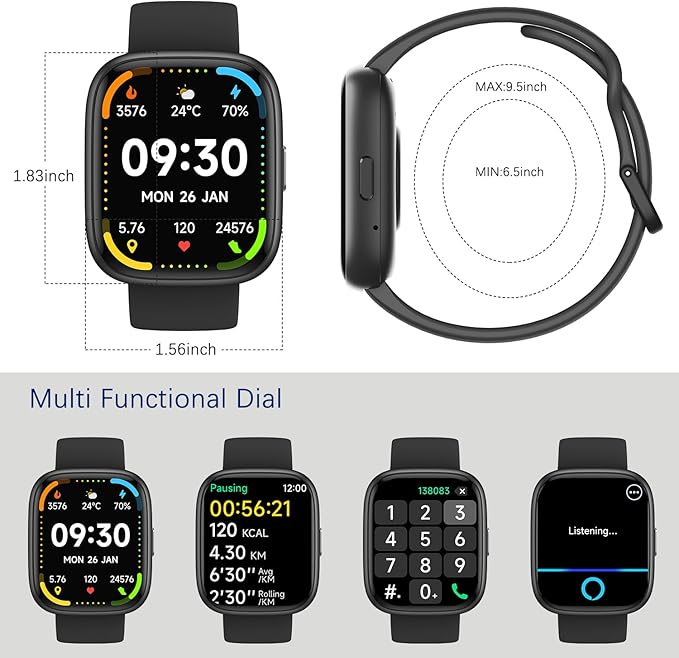 Smart Watch (Answer/Make Call) for iPhone&Android, 1.83" Smartwatches with Sleep Monitor Heart Rate Activity Tracking, IP68 Waterproof, Fitness Tracker 100+Sport, Reloj Inteligente 30 Day+Battery Life